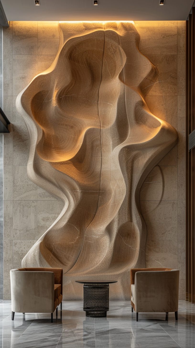 Wimacons dune relief wall, entrance hall ii, private estate commission, lightweight foam-core